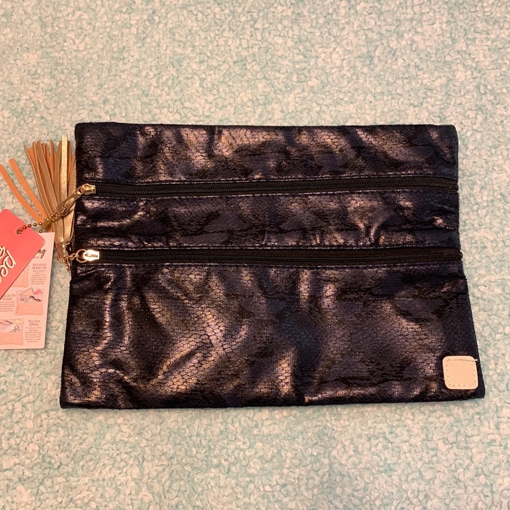 Snake print makeup bag